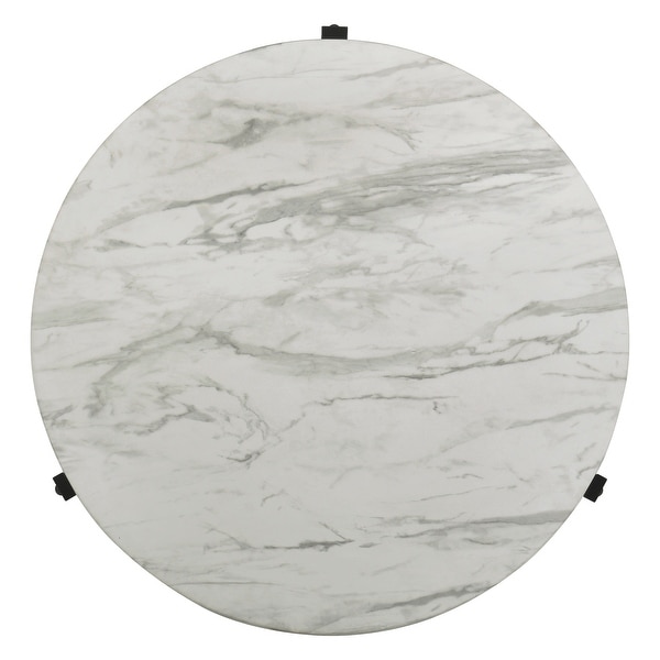 Coaster Furniture Tandi Faux White Marble and Black Round End Table