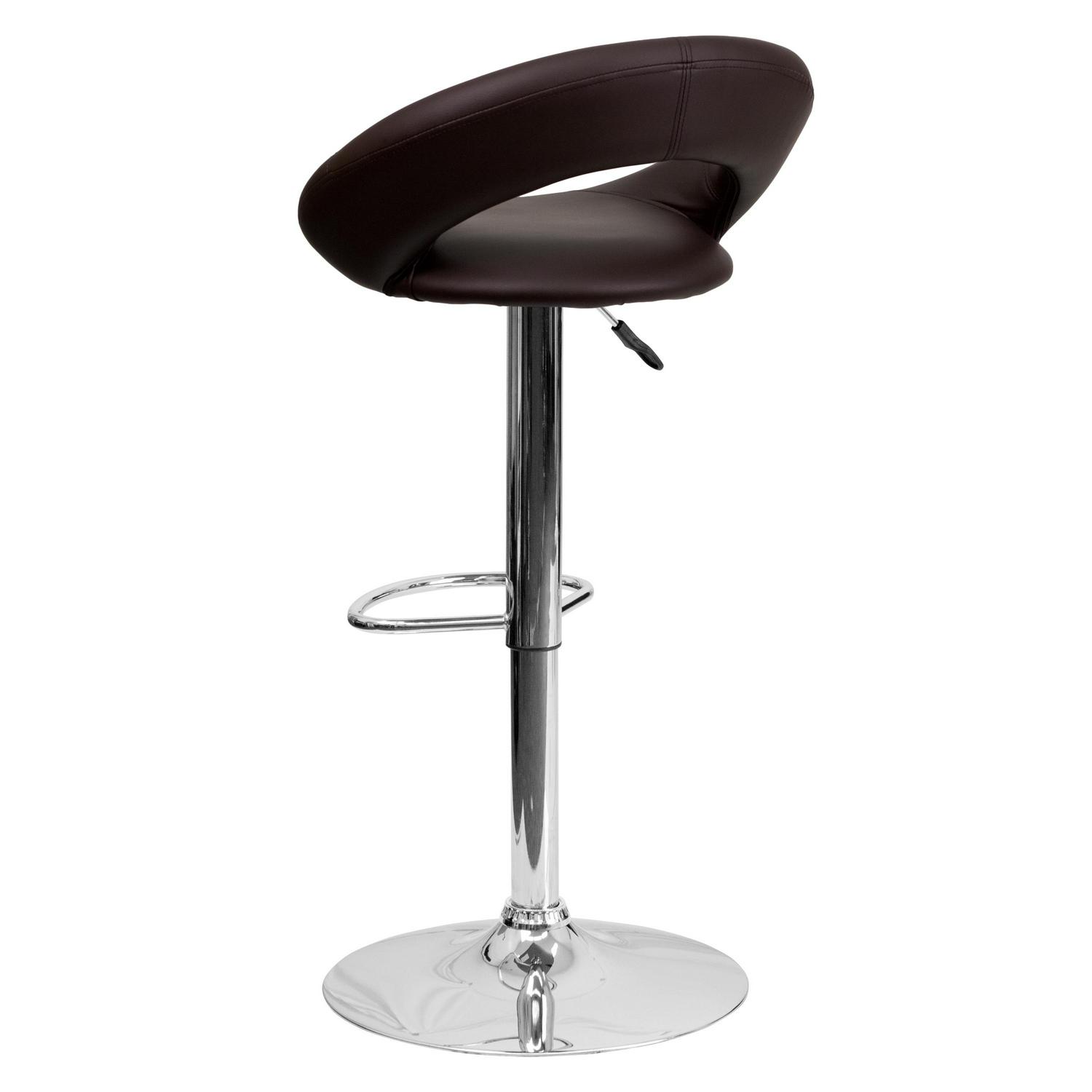 Flash Furniture Bar Stool with 360Degree Swivel and Adjustable Height Brown  Crowdfused