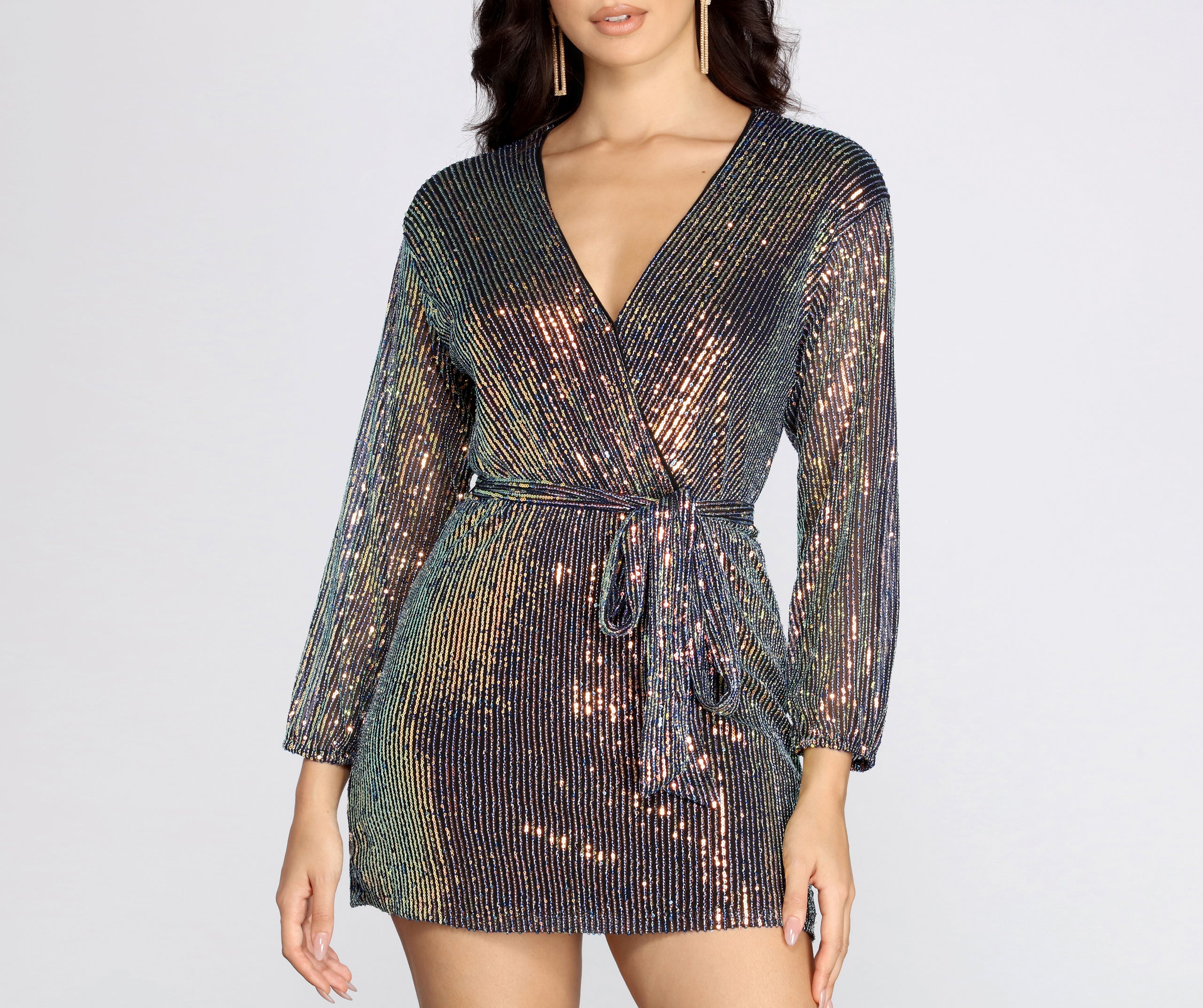 Sequin Dreams Wrap Mini Dress