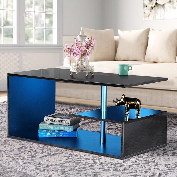 Coffee Table Modern LED Coffee Table High Gloss Cocktail Table for Living Room