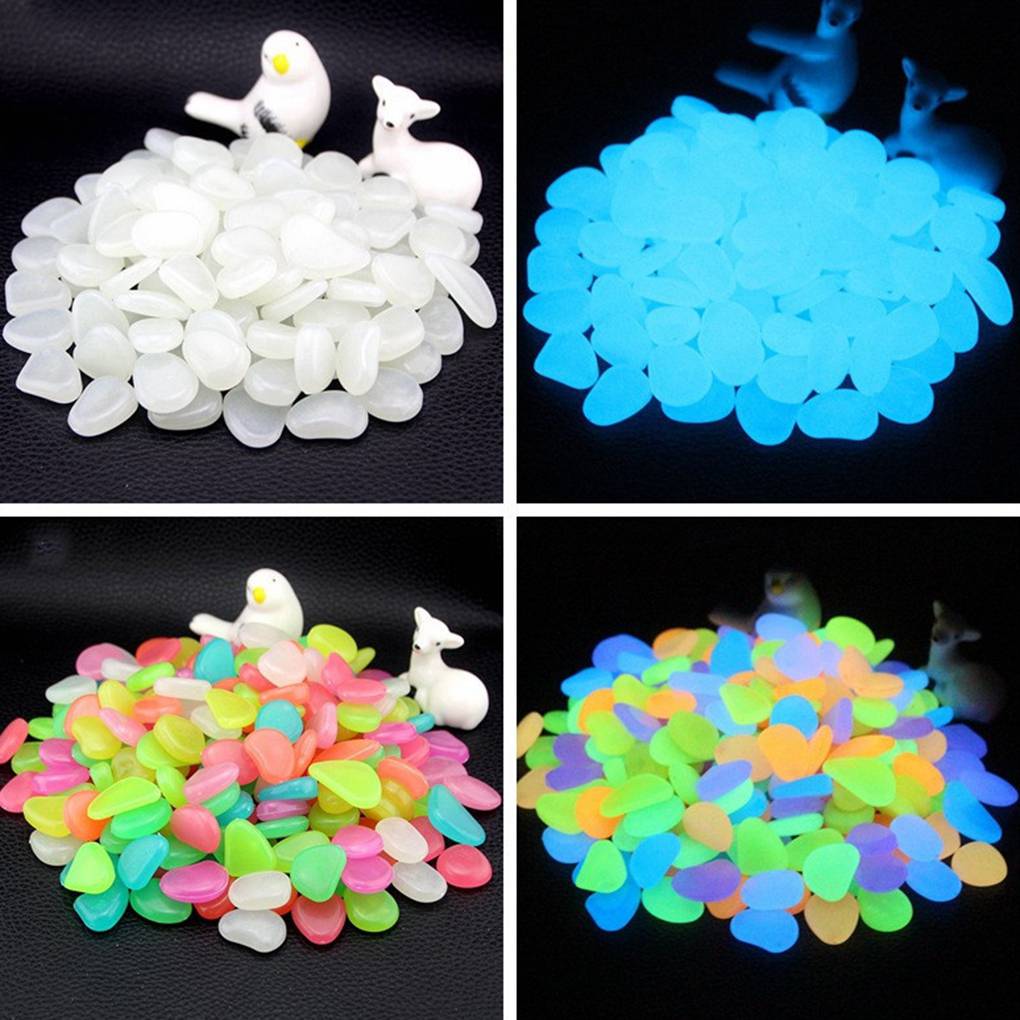 100pcs Fish Tank Fluorescent Pebble Garden Parterre Decor Glow Stone Aquarium Ornament Marbles Rocks