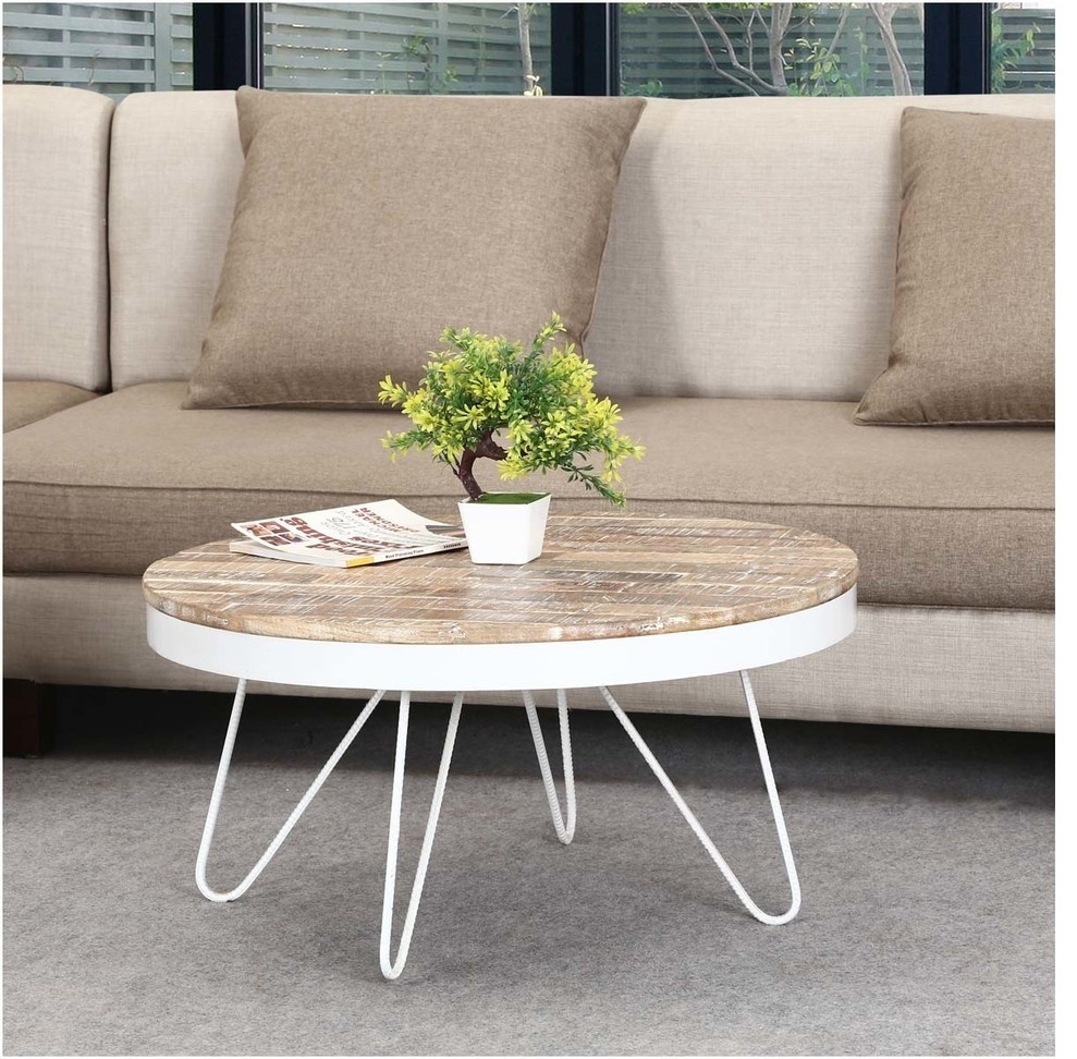 31 quotRound Industrial White Accent Coffee Table   Midcentury   Coffee Tables   by Sierra Living Concepts Inc  Houzz