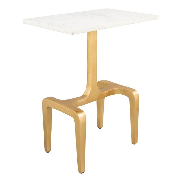 Clement Marble Side Table White and Gold