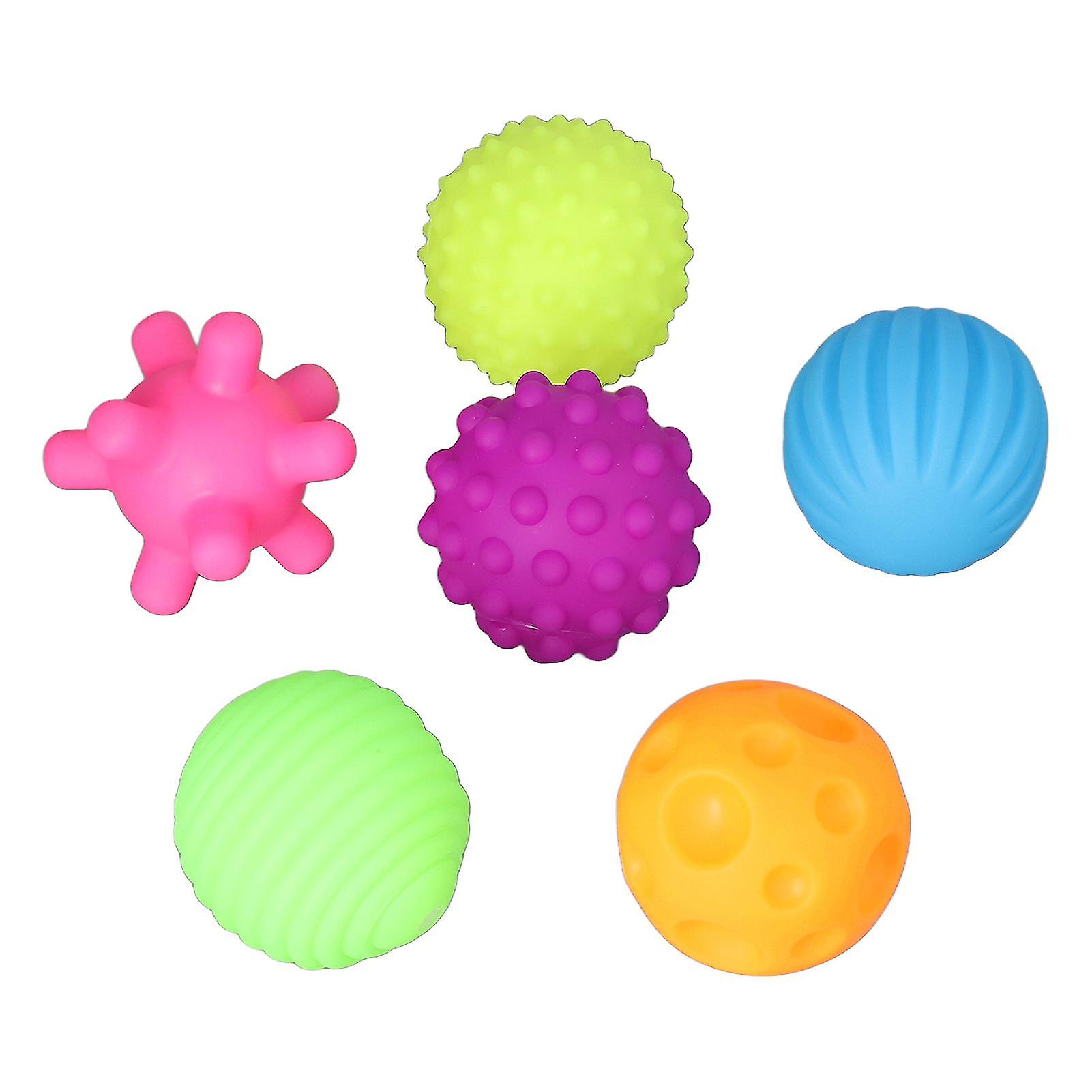 6pcs Baby Textured Ball Set Infant Funny Soft Elastic Multicolor Squeezing Sensory Ball Toy for Home Multicolor