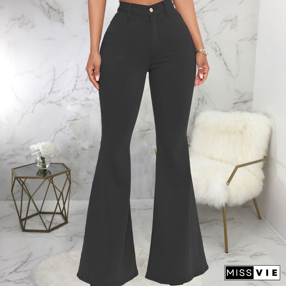 High Waist Stretch Plus Size Flare Jeans Pants