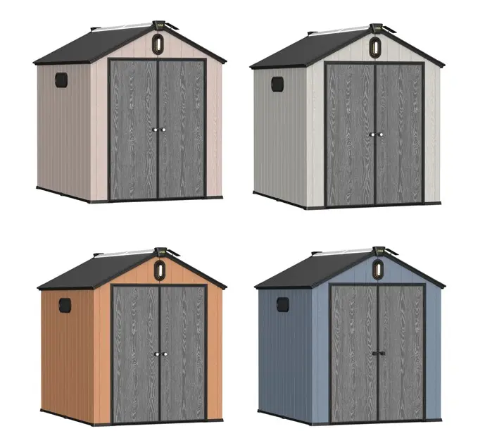 Factory Supply 6x8ft High Quality Garden Outdoor Storage Sheds Backyard Tool House Plastic Cabinet Rot Proof