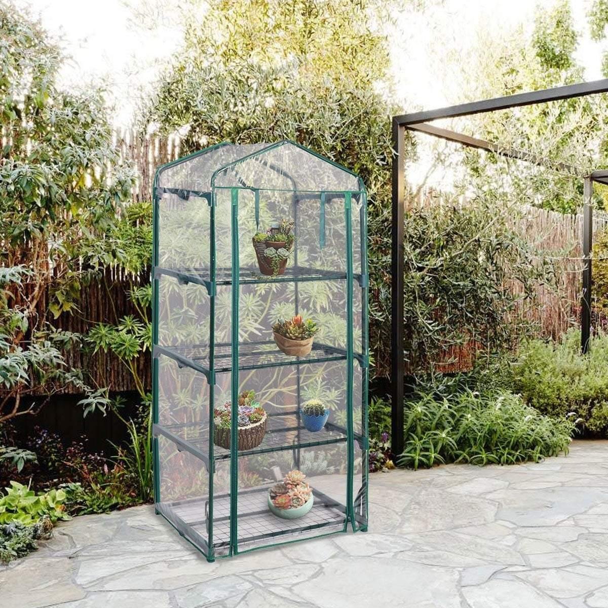 4 Tier Outdoor Portable Mini Greenhouse with Cover