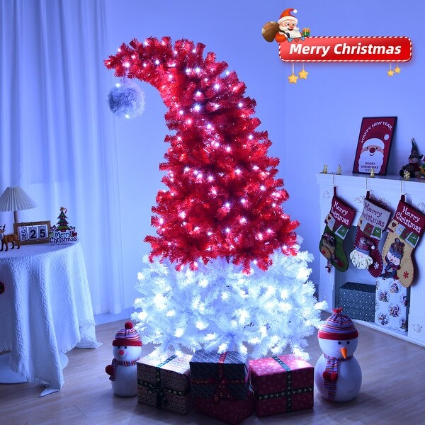 6 Ft Prelit Santa Hat Style Artificial Christmas Tree with 300 Lights