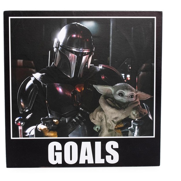 Silver Buffalo Star Wars The Mandalorian Goals 6 X 6 Inch Wood Box Sign