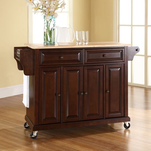 Full Size Wood Top Kitchen Cart