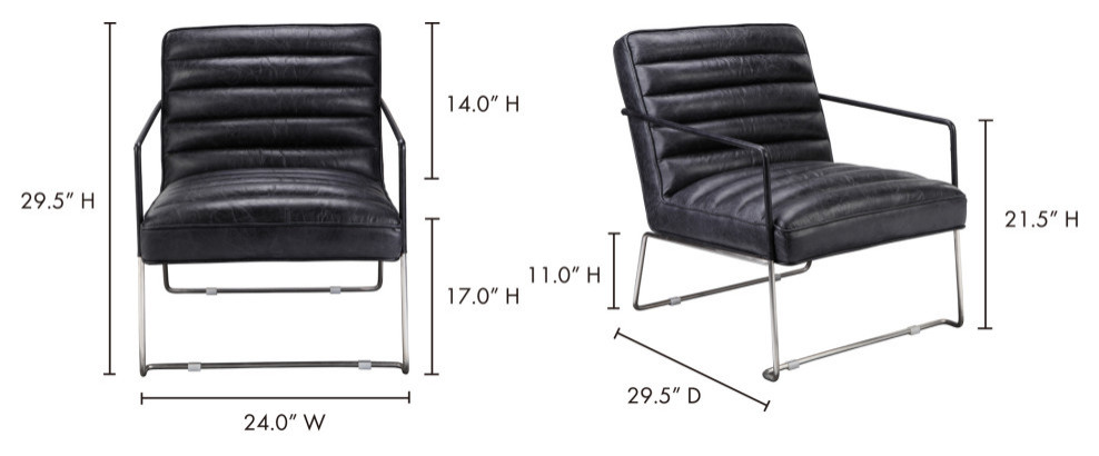 Desmond Club Chair Onyx Black Leather   Industrial   Armchairs And Accent Chairs   by Moe  x27s Home Collection  Houzz