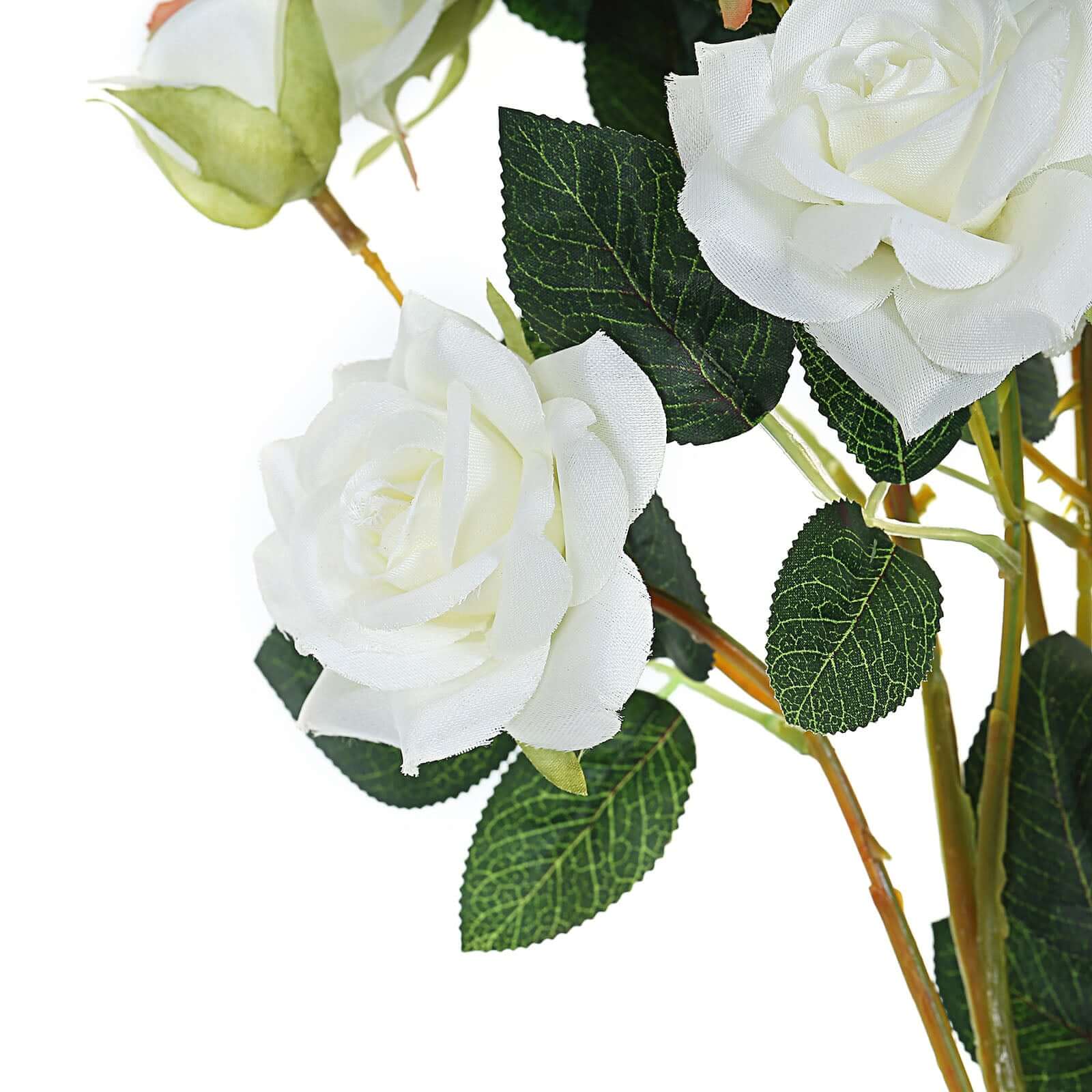 2 Stems Cream Artificial Silk Rose Flower Bouquet Bushes 38