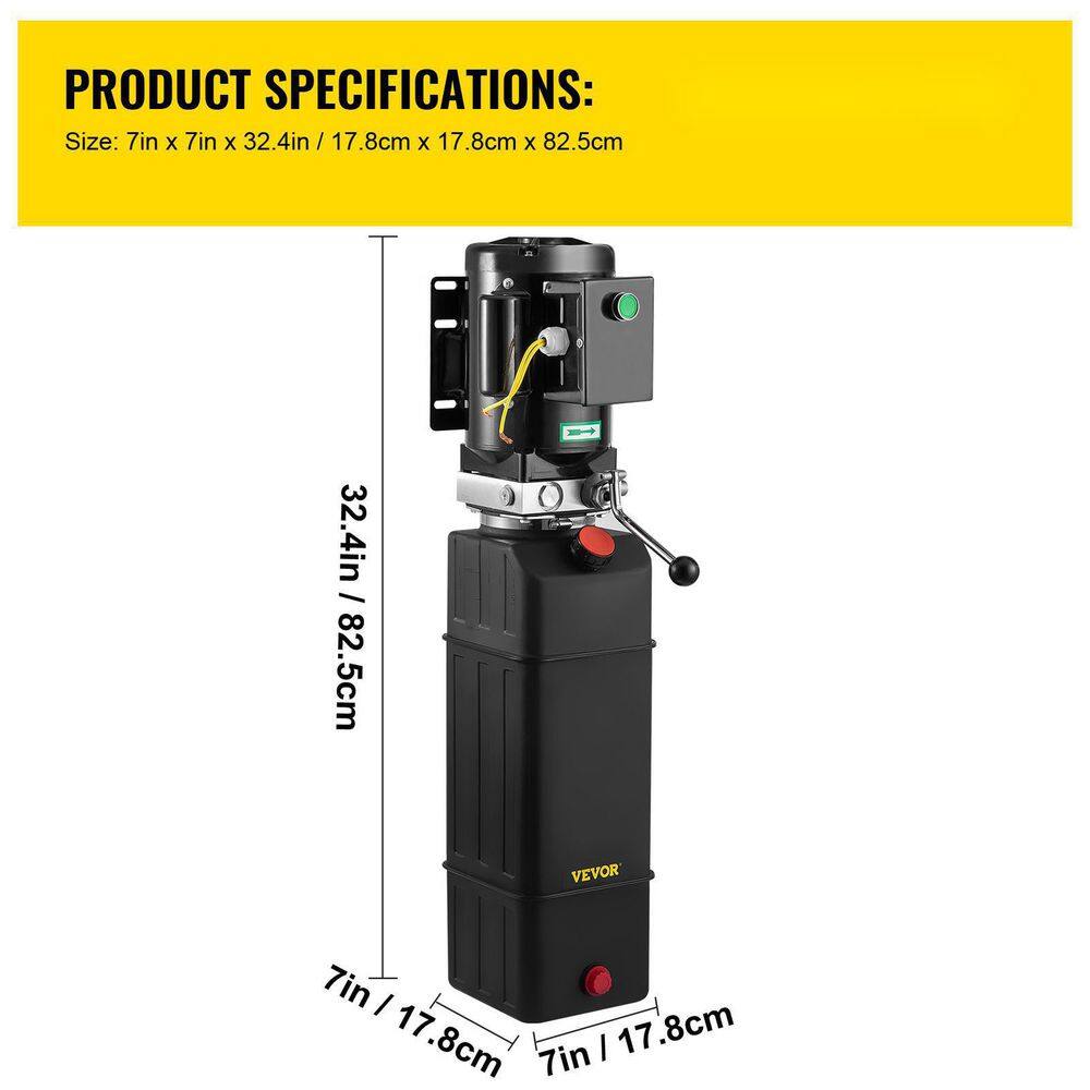 VEVOR 220-Volt 3.5 Gal. Hydraulic Pump 2950 PSI 60HZ Hydraulic Power Unit 3 HP Hydraulic Power Pack with Reservoir CZYYB14LQCJSQ60HZV7