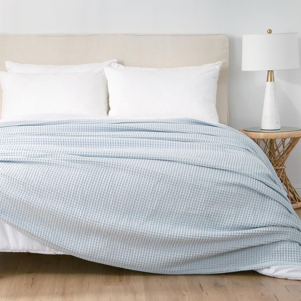 Berkshire Blue Organic Cotton Waffle Blanket Twin  Crowdfused