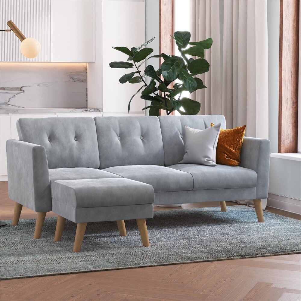 CosmoLiving by Cosmopolitan Gloria Upholstered Sofa Sectional with Detachable Ottoman and Reversible Design