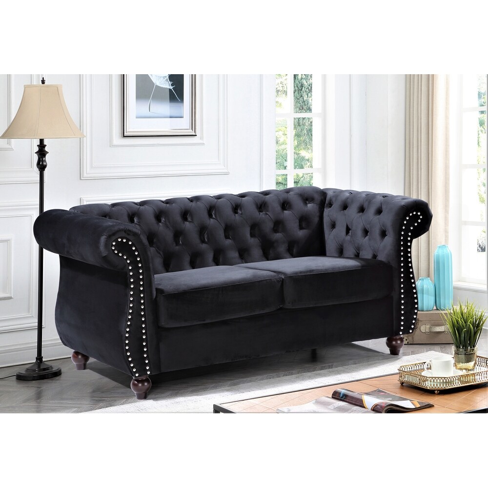 Kemos Velvet Chesterfield Loveseat