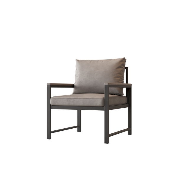 Modern Faux Leather Accent Chair with Black Powder Coated Metal Frame