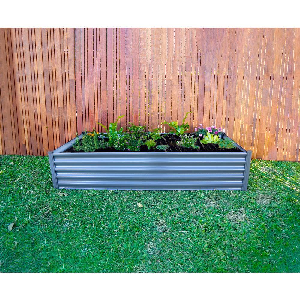 THE ORGANIC GARDEN CO. 78 in. L x 39.3 in. W x 16 in. H Woodland Gray Galvanized Metal Raised Garden Bed AB1301