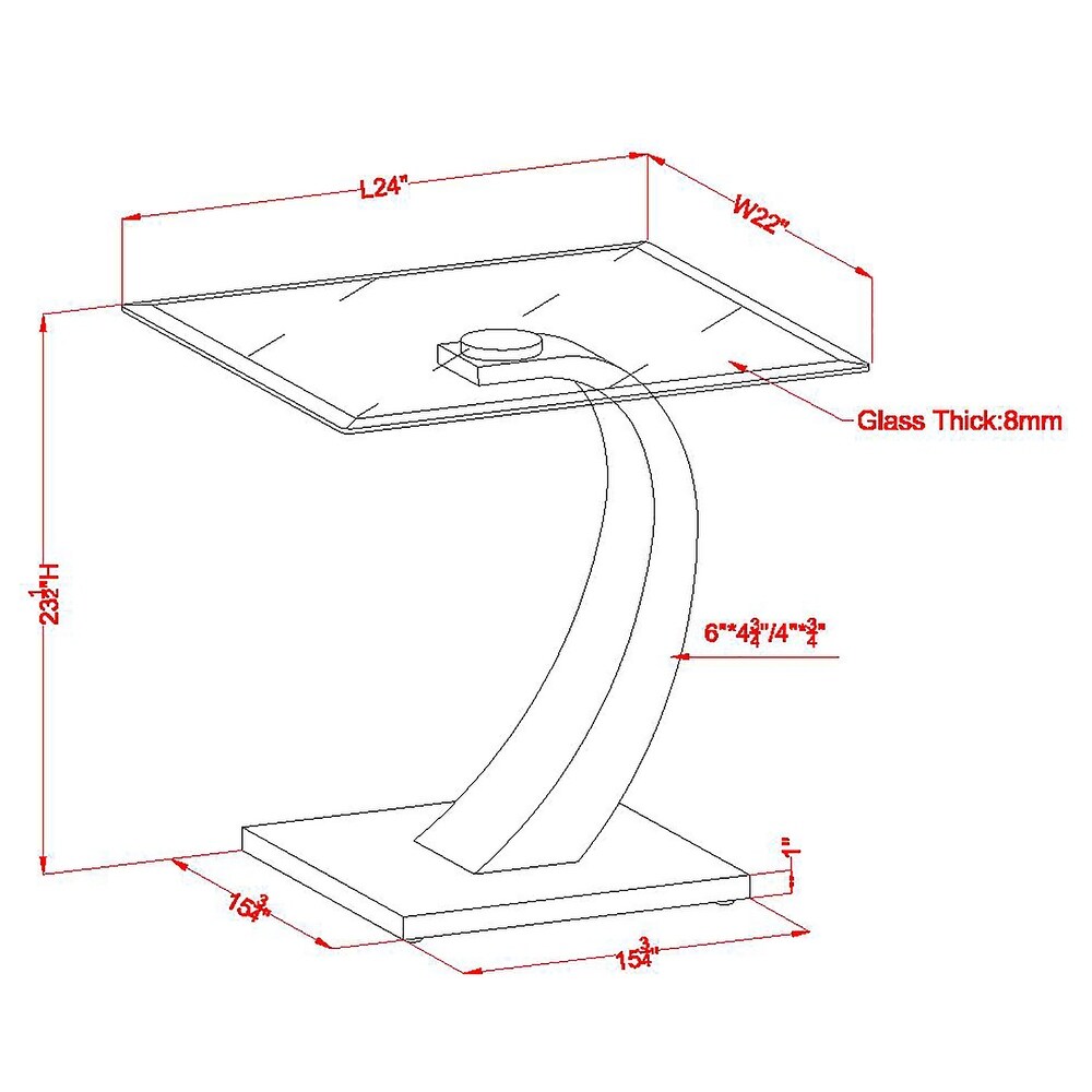 Cres Contemporary 24 inch Glasstop End Table by Furniture of America