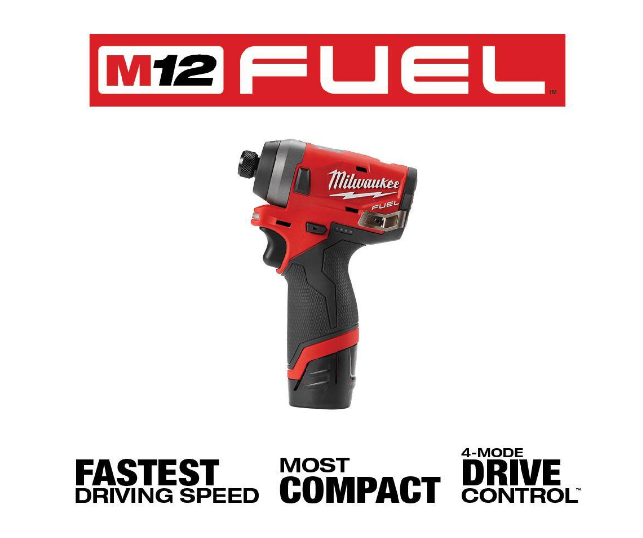 Milwaukee 2553-22-2364-20 M12 FUEL 12V Lithium-Ion Brushless Cordless 1/4 in. Hex Impact Driver Kit W/ M12 LED Flood Light