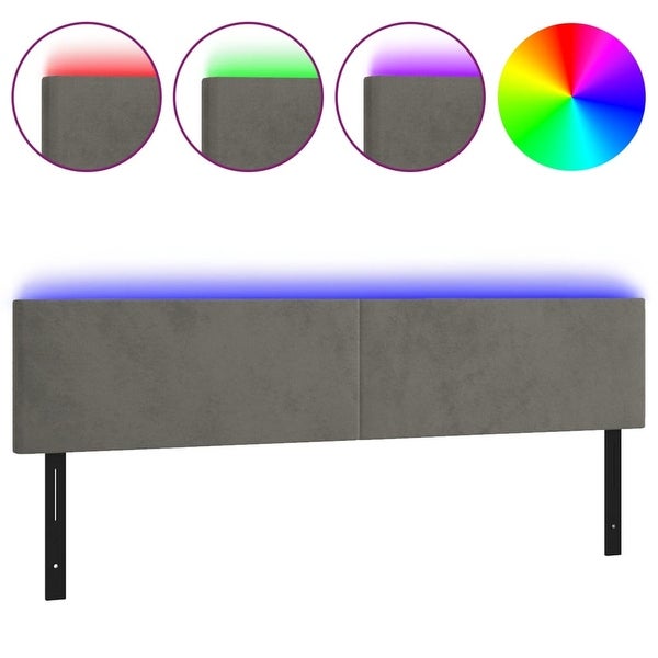 vidaXL LED Headboard Velvet Bedroom Furniture Dark Gray/Light Gray Multi Sizes - - 37421112