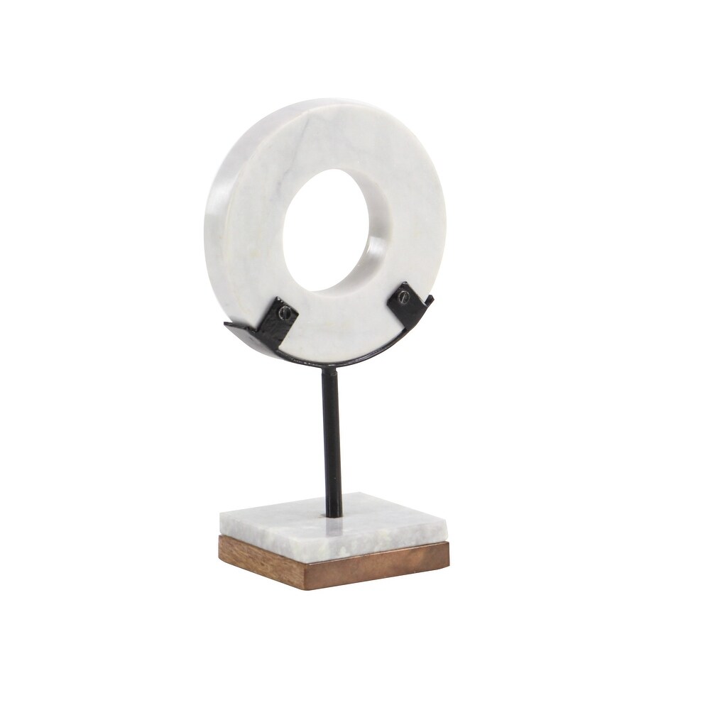 White Marble Modern Sculpture Round   6 x 4 x 11Round