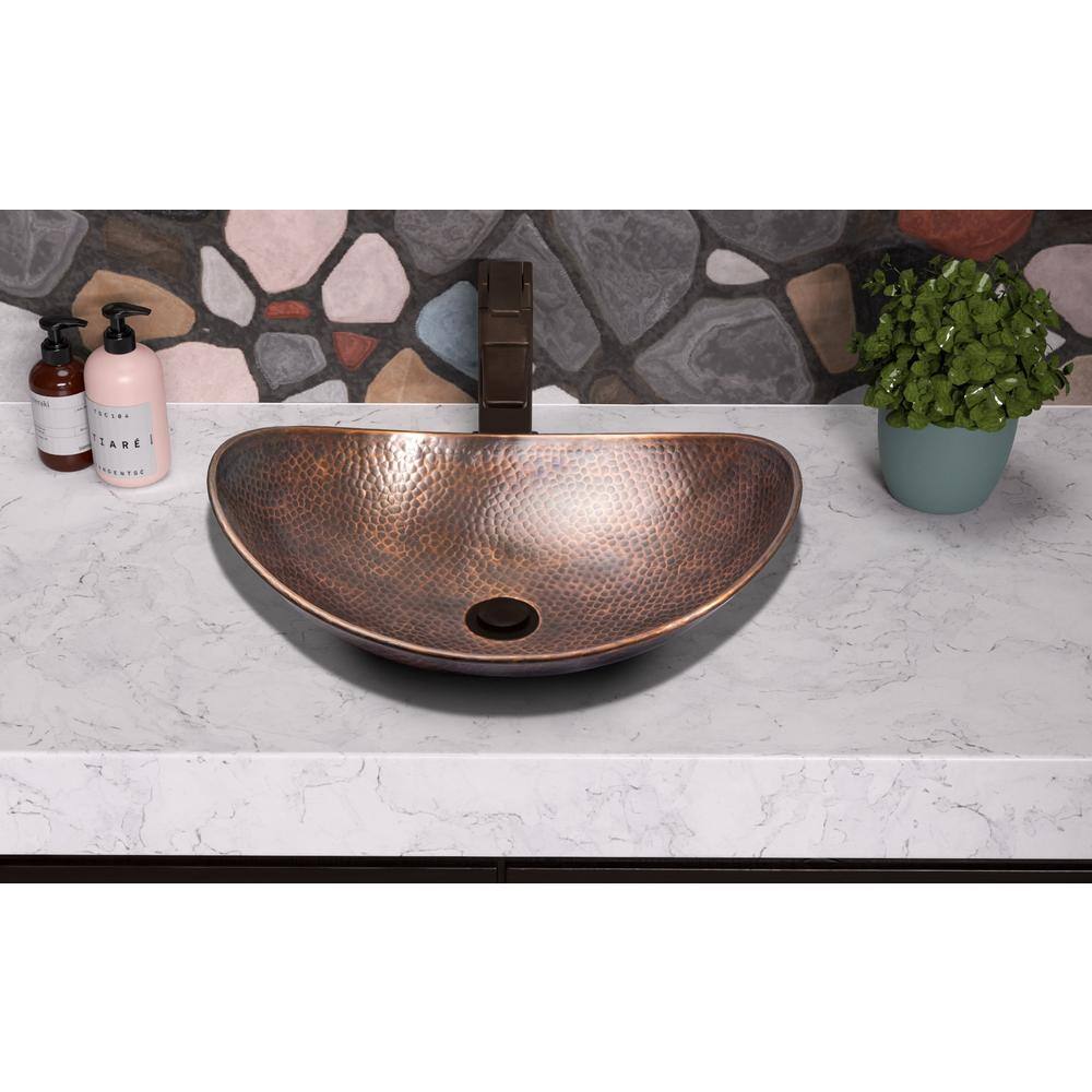 Monarch Abode 19 in. Hand Hammered Harbor Vessel Bathroom Sink in Pure Copper 17086