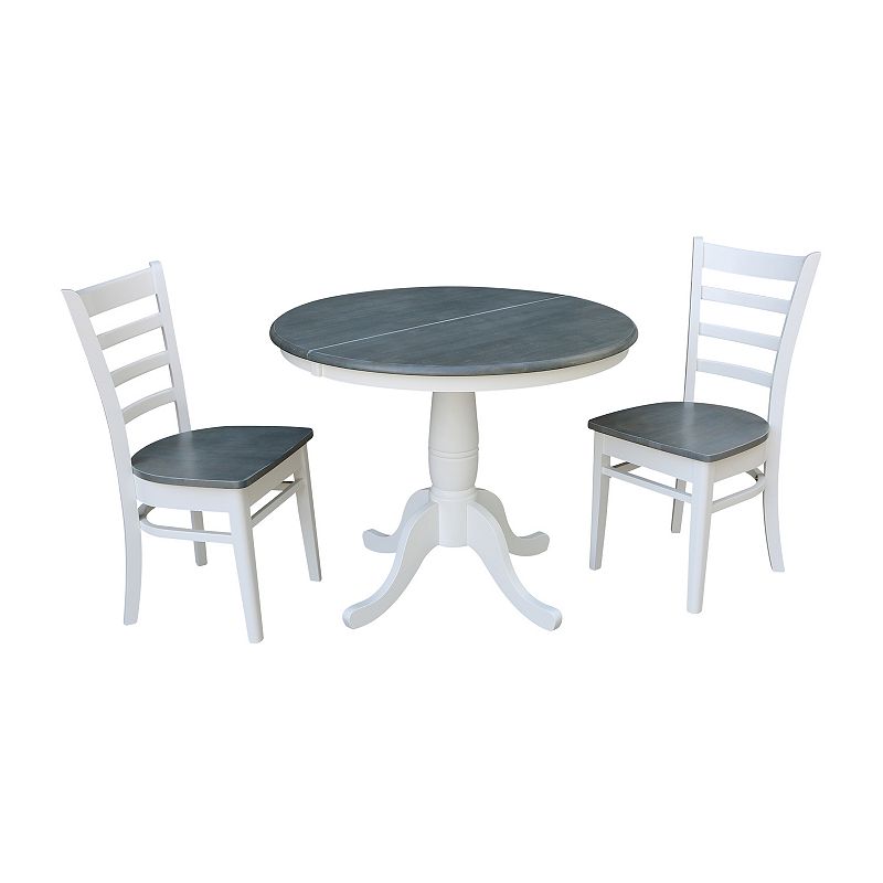 International Concepts Round Dining Table and Chair 3-piece Set