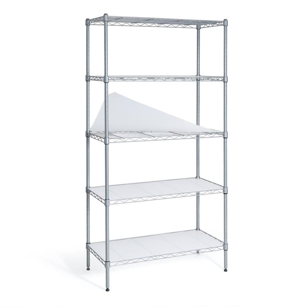 CAPHAUS Grey 5-Tier Adjustable Height Welded Steel Garage Storage Shelving Unit with Liner (30 in. W x 59 in. H x 14 in. D) RWW-CH30145L-SV