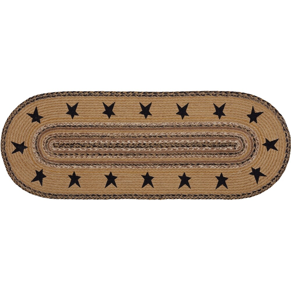 Kettle Grove Stars Border Stenciled Jute Runner