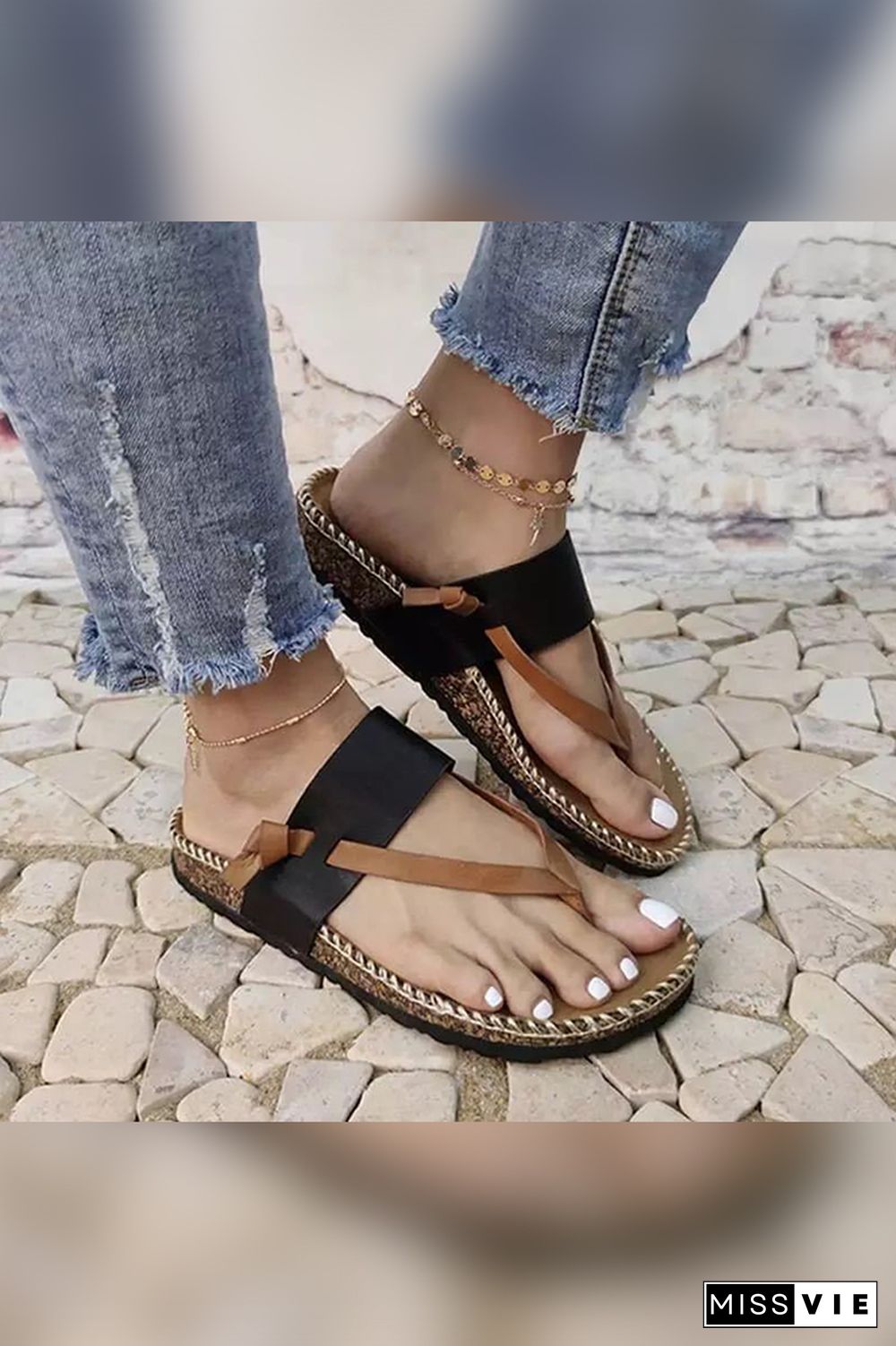 Summer Leather Flat Slippers