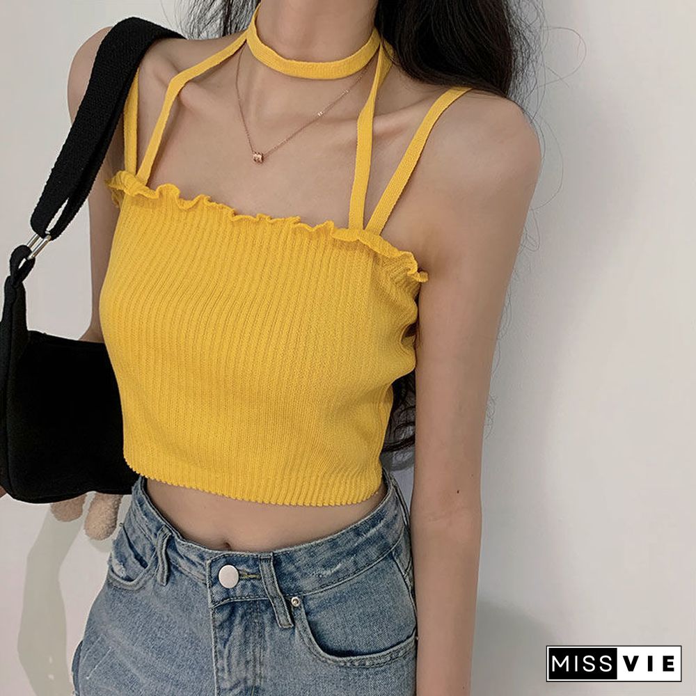 Camis Women Bf Chic Students Pure Club Holiday Leisure Popular Stylish Newest Style Cropped Mujer Camisole Slim Sexy Sleeveless