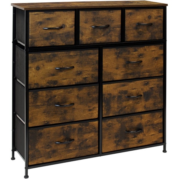 Dresser w/ 9 Drawers - Bedroom Chest Furniture Tower - Rustic Wood - - 35517989