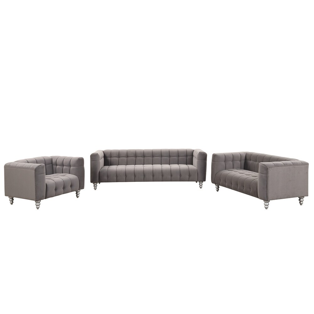 Grey Deep Seat Sofa Set  1+2+3 Seater Dutch Fleece Sofa w/ Square Arms   1+2+3 Seater