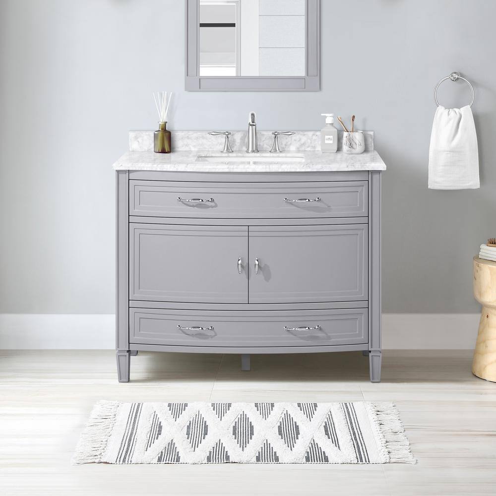 Home Decorators Collection Dacosti 42 in. W x 22 in. D x 34.5 in. H Single Sink Bath Vanity in Pebble Grey with White Carrara Marble Top Dacosti 42PG