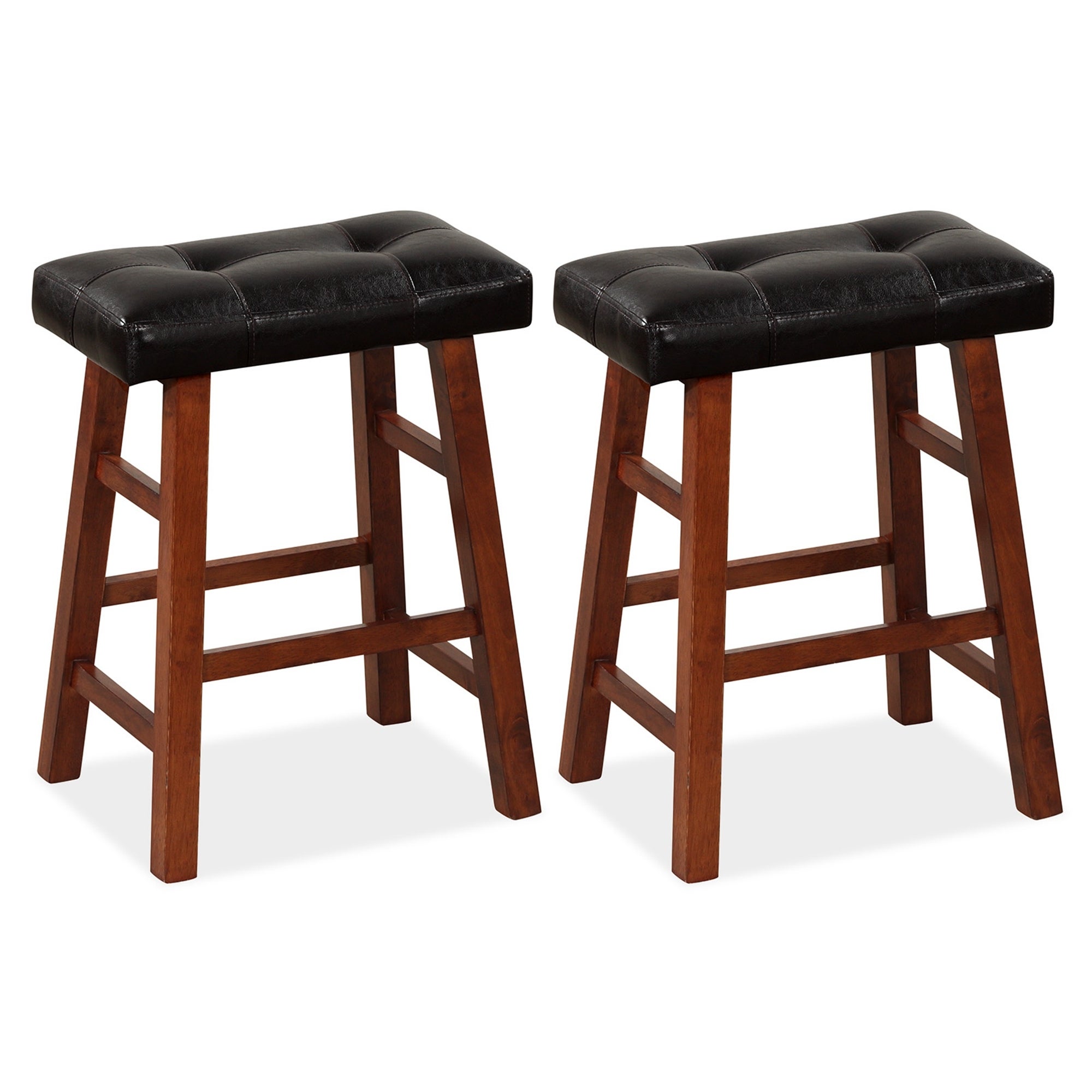 Costway Set of 2 Upholstered Barstools 24''/29'' Backless Rubberwood