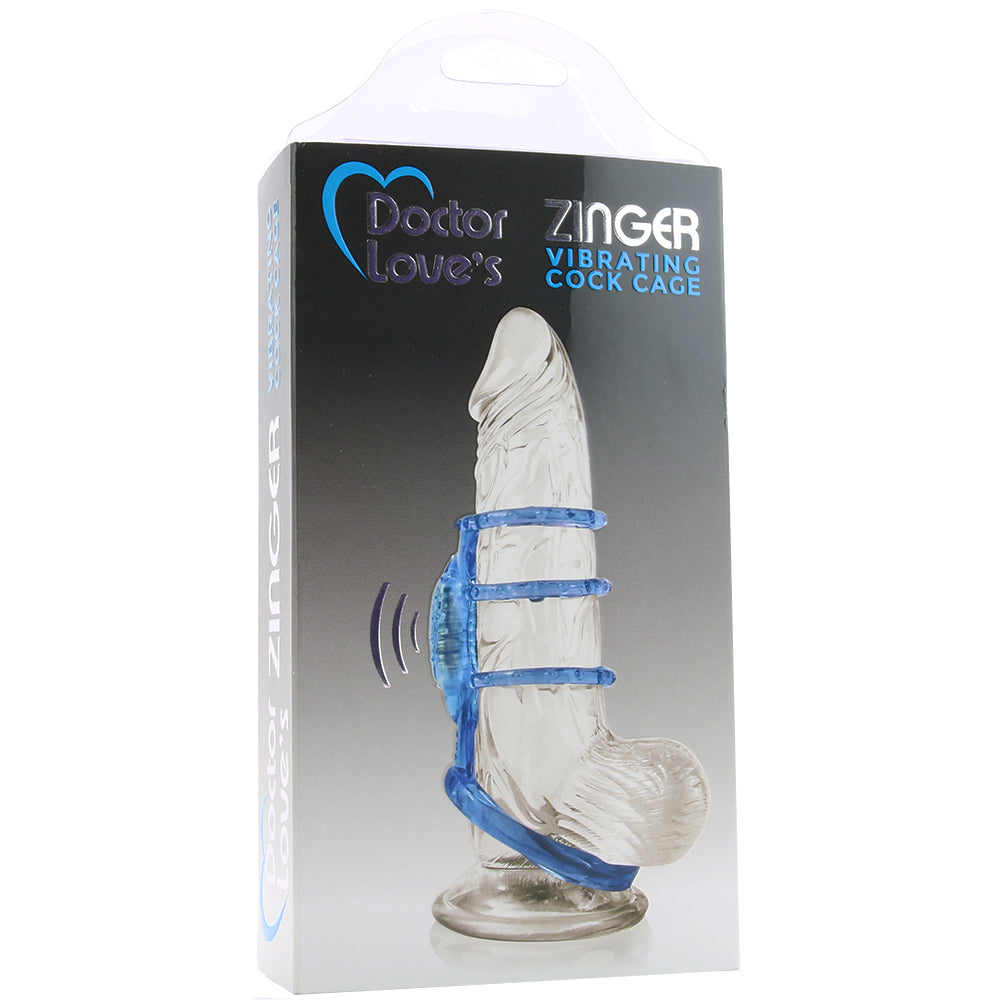 Dr. Love's Zinger Vibrating Cock Cage in Blue