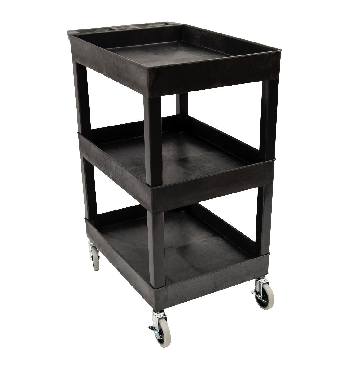 Luxor 24and#215;18， 3-Tub Shelf Utility Cart  Black