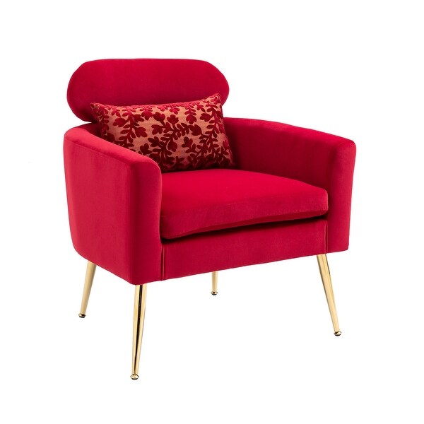 Velvet Upholstered Accent Chair With A Pillow