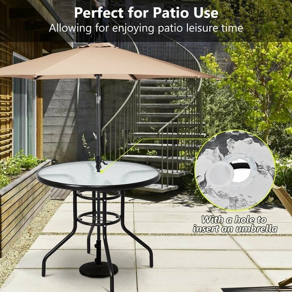 Patio Round Table Steel Frame Dining Table