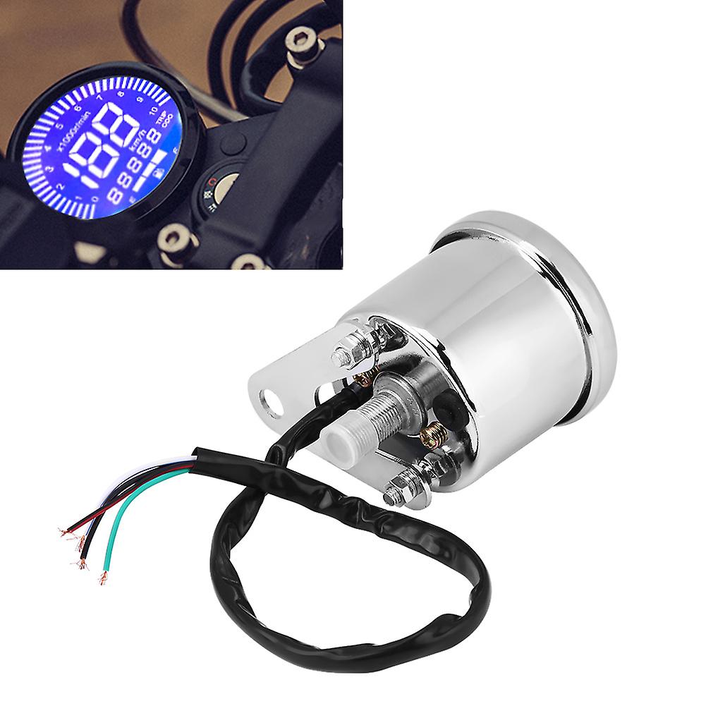 Universal Motorcycle Digital Led Lcd Speedometer Tachometer Speed Gauge Retro Chrome