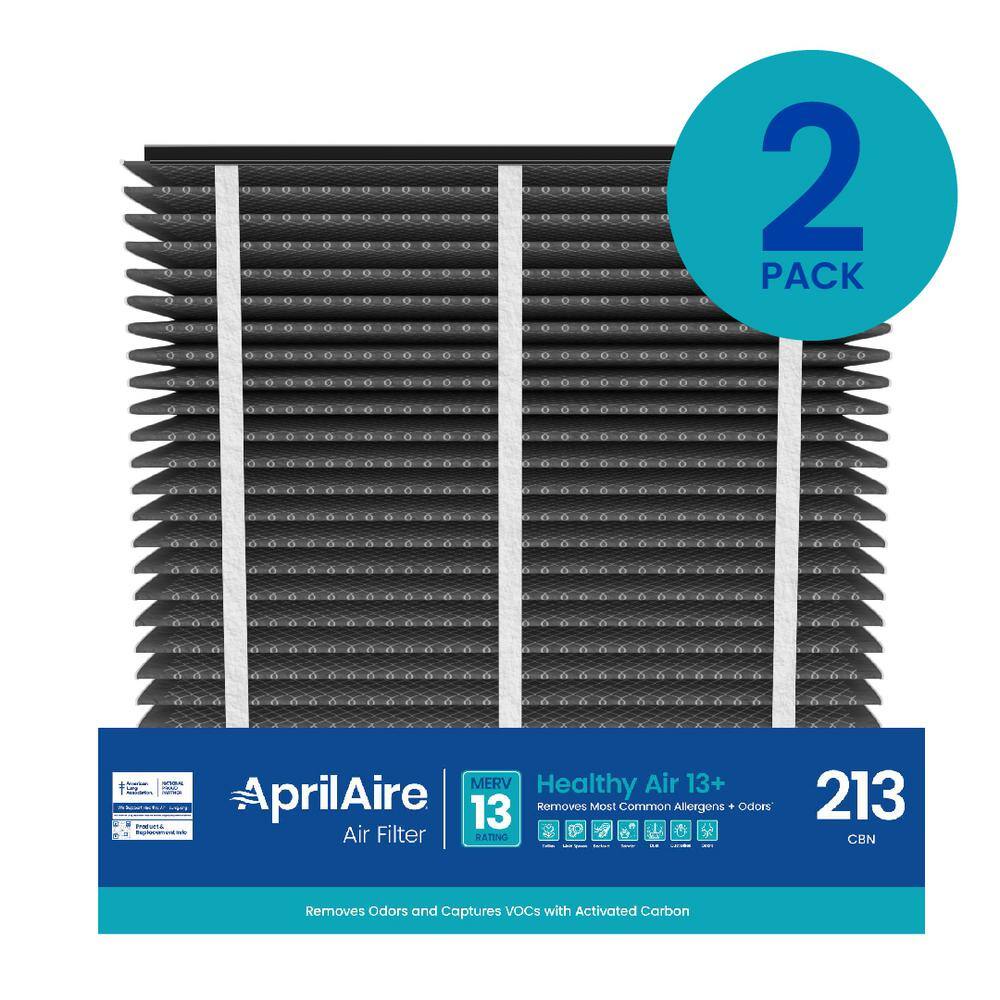 AprilAire 20 in. x 25 in. x 4 in. Carbon Air Cleaner Filter WholeHouse Air Purifier Models 12101620221022164200 MERV 13 2-Pack 213C02