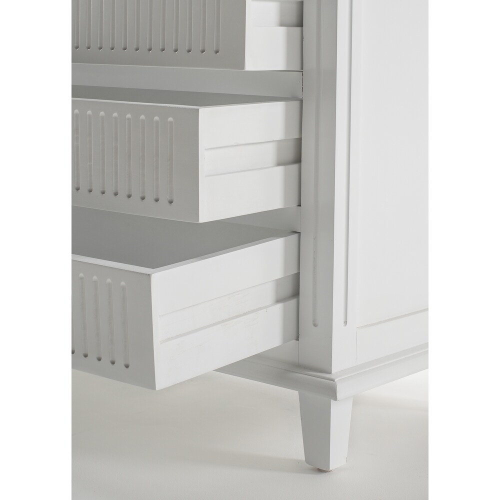 NovaSolo Skansen Nordic Design Classic White Bookcase with 3 Drawers  Solid Mahogany Frame  39.37 x 15.75 x 74.8   7'9\