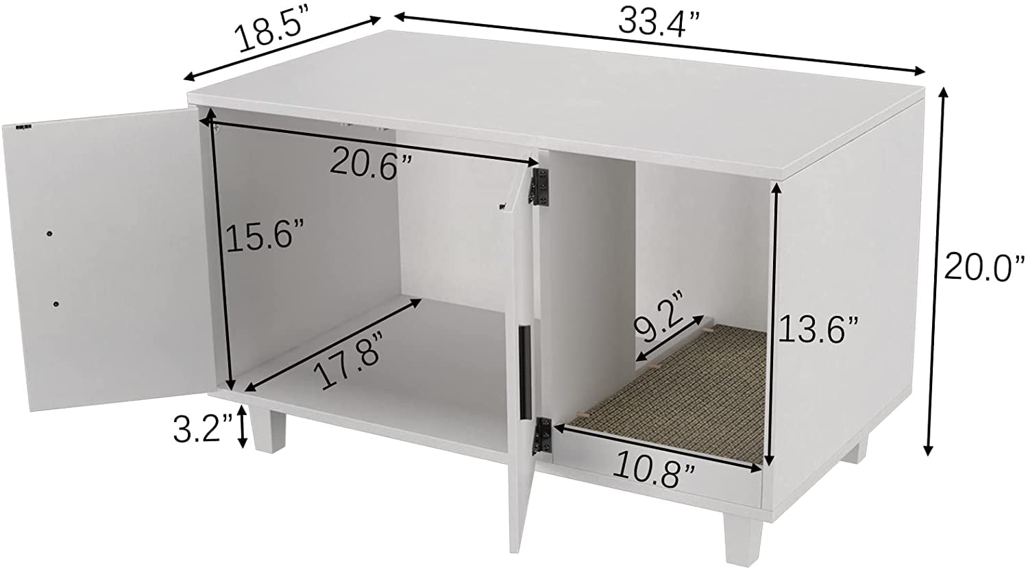 GDLF Pet Crate Cat Washroom Hidden Litter Box Enclosure  as Table Nightstand with Scratch Pad，Stackable