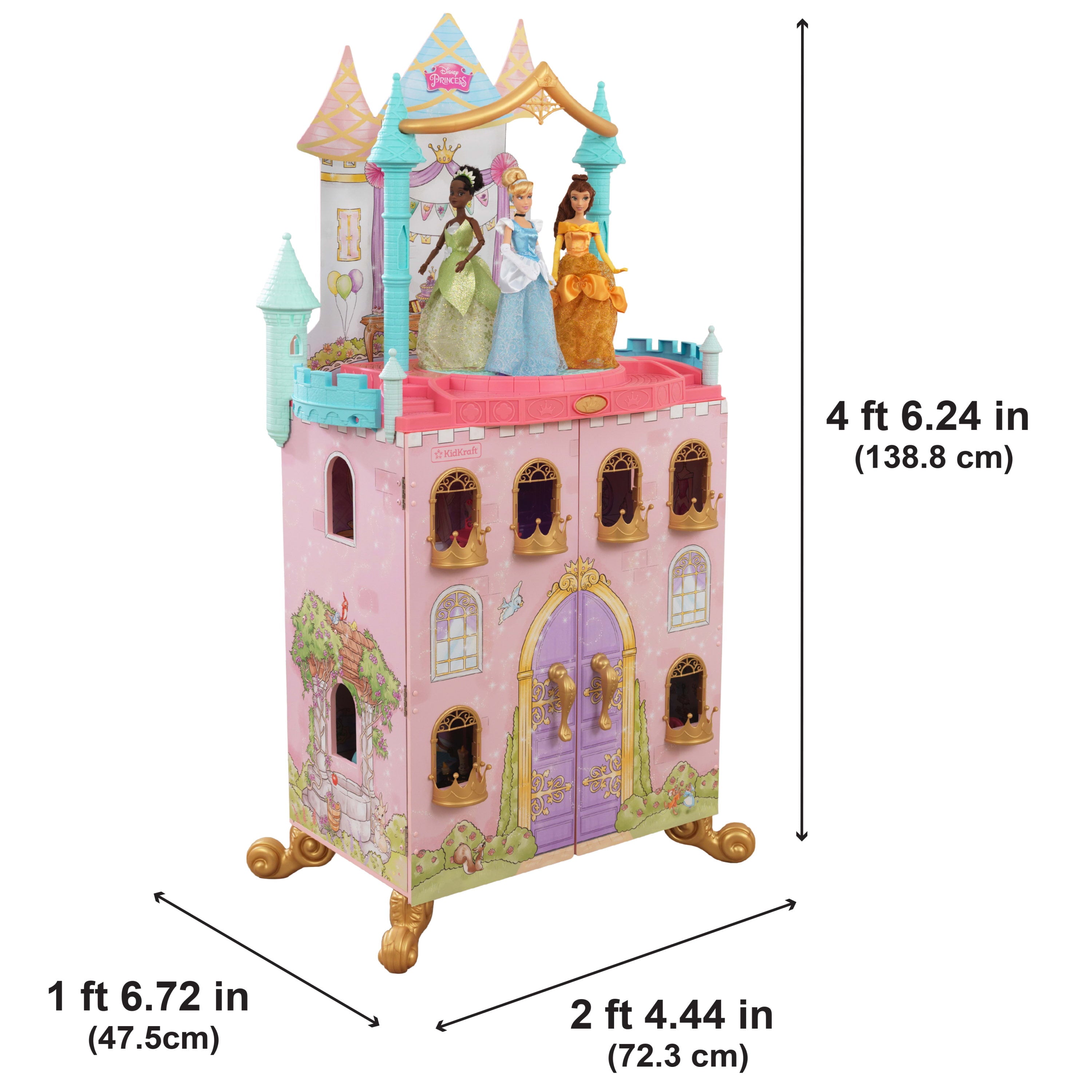 KidKraft Disney Princess Dance and Dream Wooden Dollhouse with Music and 20 Play Pieces