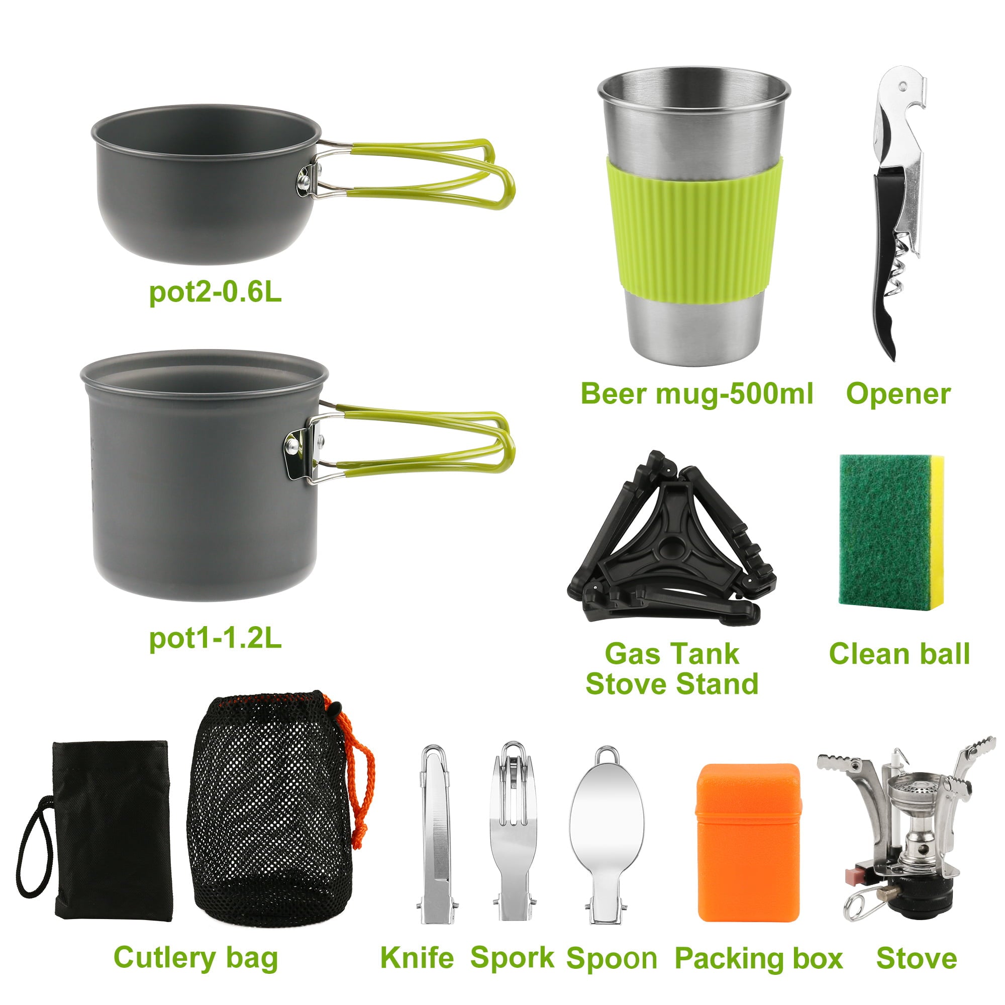 IMAGE 12 Piece Stainless Steel Camping Mess Kit