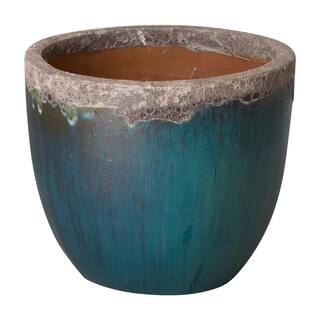 Emissary 28 in. L x 24 in. H ReefTeal Ceramic Round Planter with Drainage Hole 12185RT-6