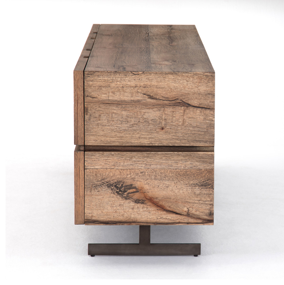 Este Media Console  Rustic Oak Veneer   Rustic   Entertainment Centers And Tv Stands   by Four Hands  Houzz