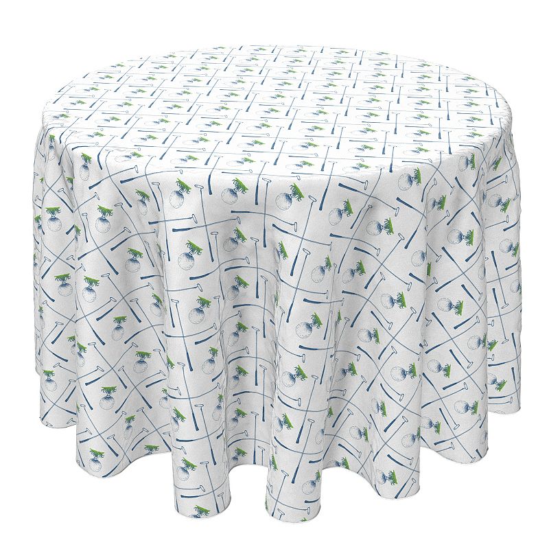 Round Tablecloth， 100% Cotton， 60 Round， Tee Up Golf