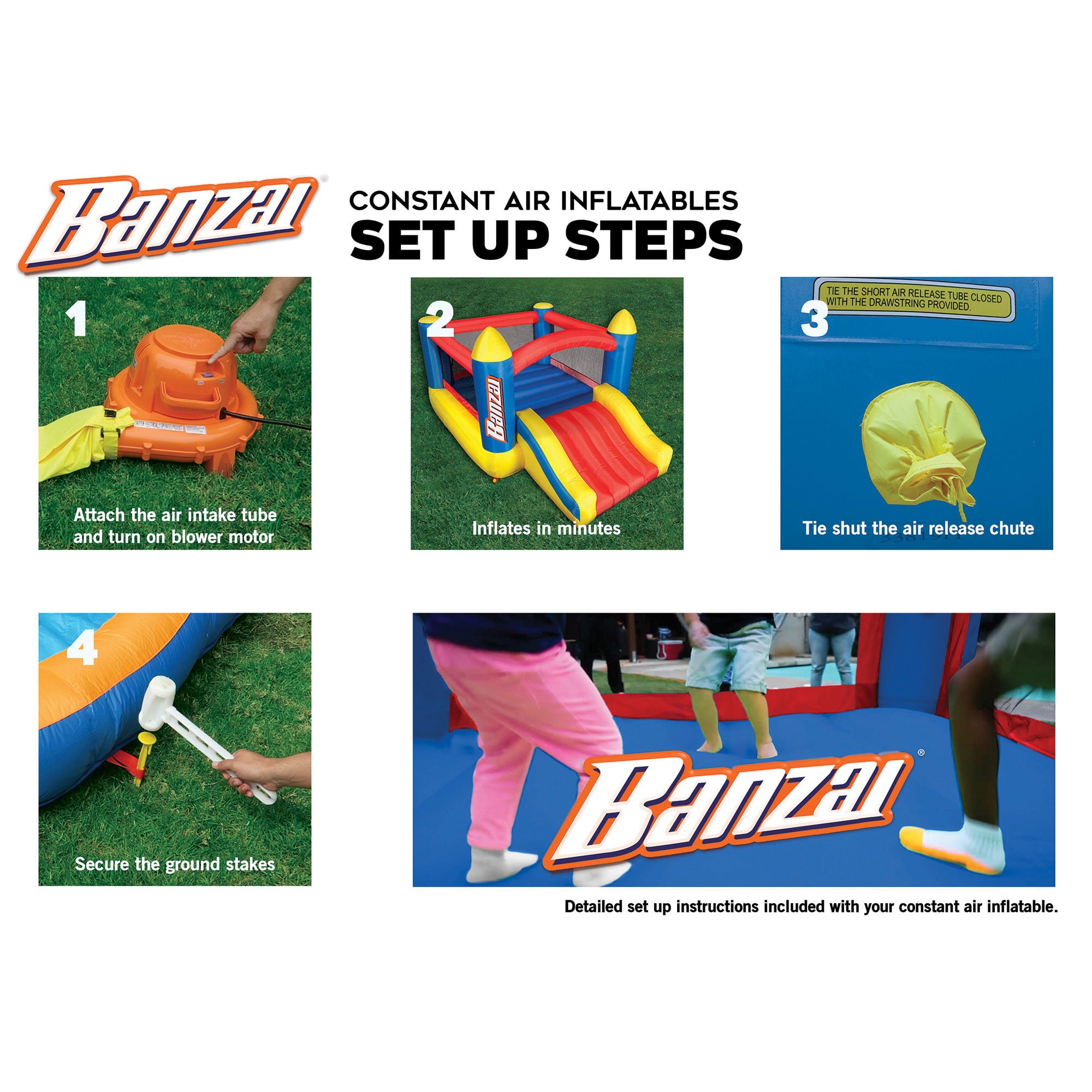 Banzai Toss Like A Boss Giant Pong Lawn Game and Slide N Fun Bounce House